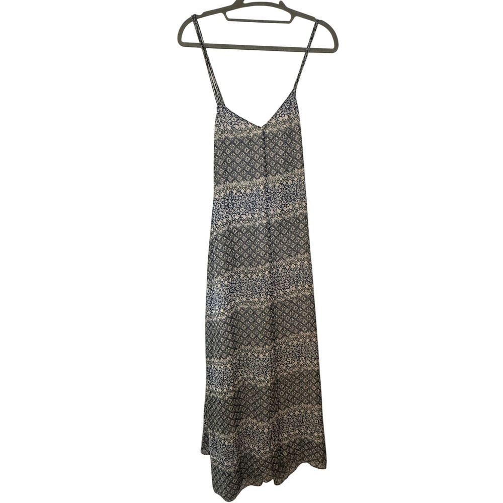Madewell Maxi Dress Womens M Blue Geometric Floral Strappy C6362 Summer 2015